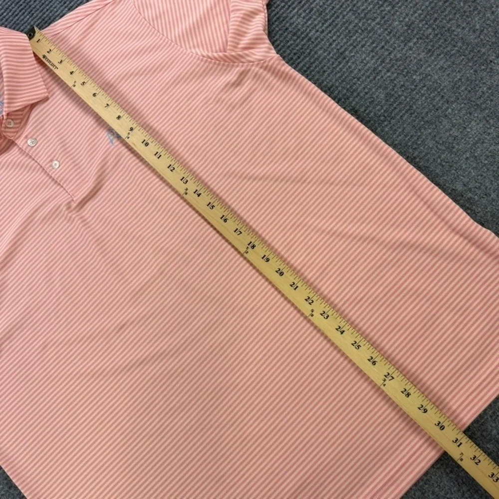 Rhoback Men XXL Performance Polo Shirt Orange Pink Striped Short Sleeve Golf 2XL
